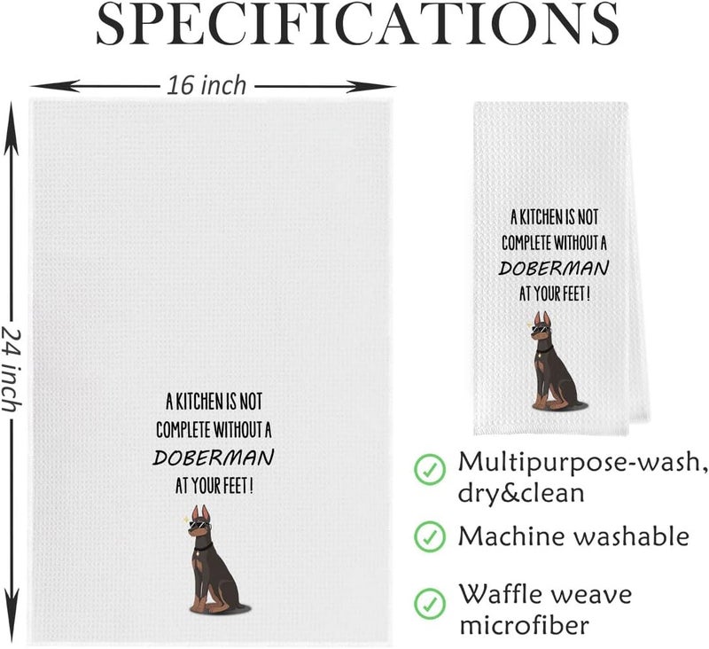 Geqtt Funny Doberman Dish Towels - Decorative Waffle Weave Kitchen Hand Towels, Doberman Gifts Tea Towel (1624 Inches) - Image 4